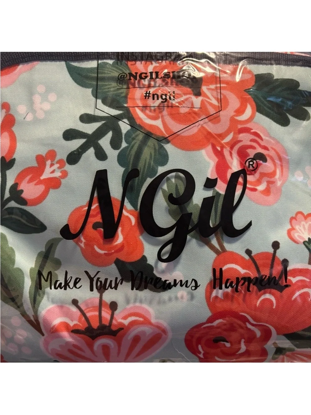 NGIL Mint Floral Hanging Toiletry Organizer Makeup Bag